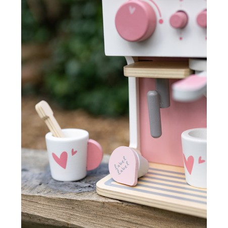 Wooden Kitchen Accessories Espresso Coffee Machine Pink Label Label  Personalized With Name Gift for Girls 