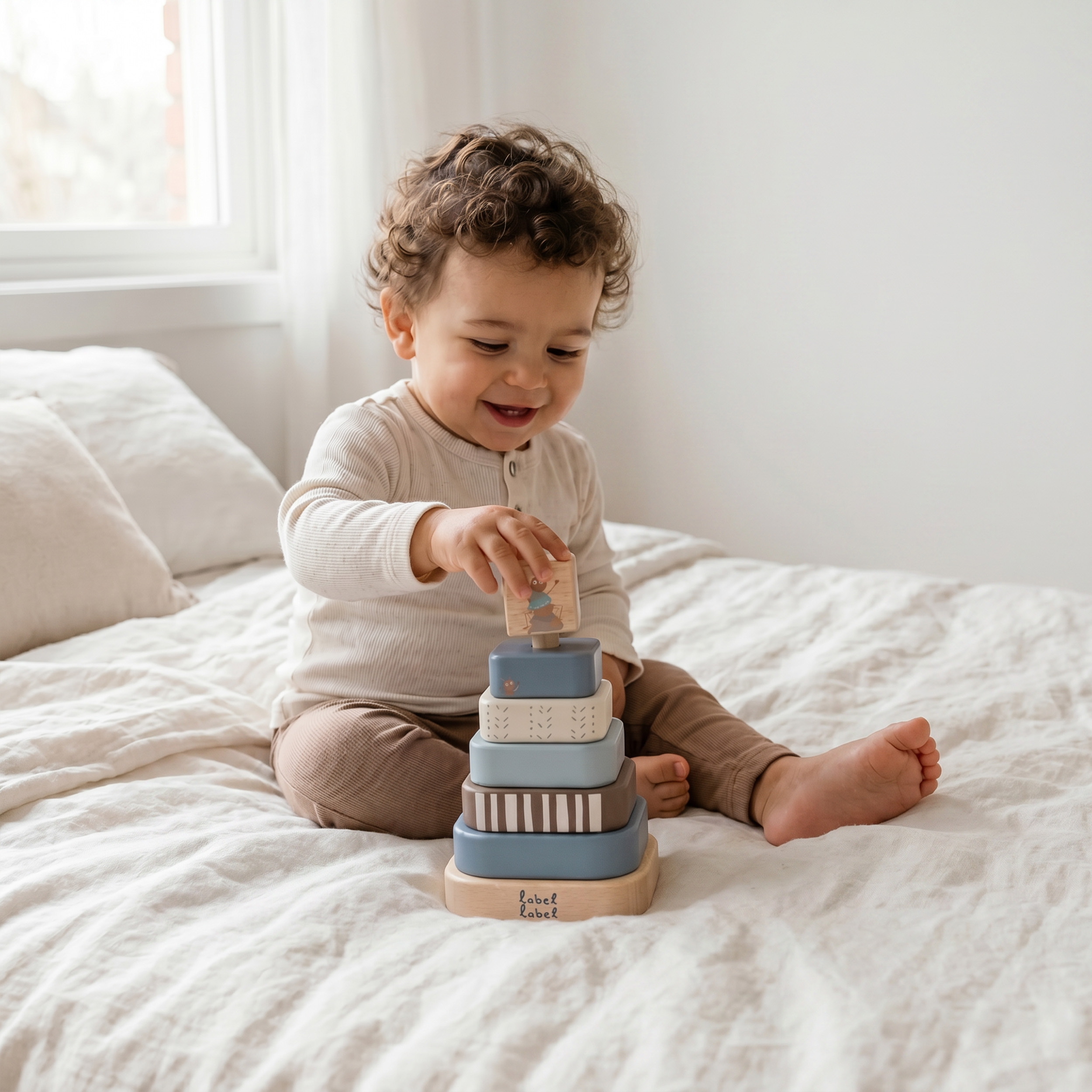 Square Stacking Tower - Blue