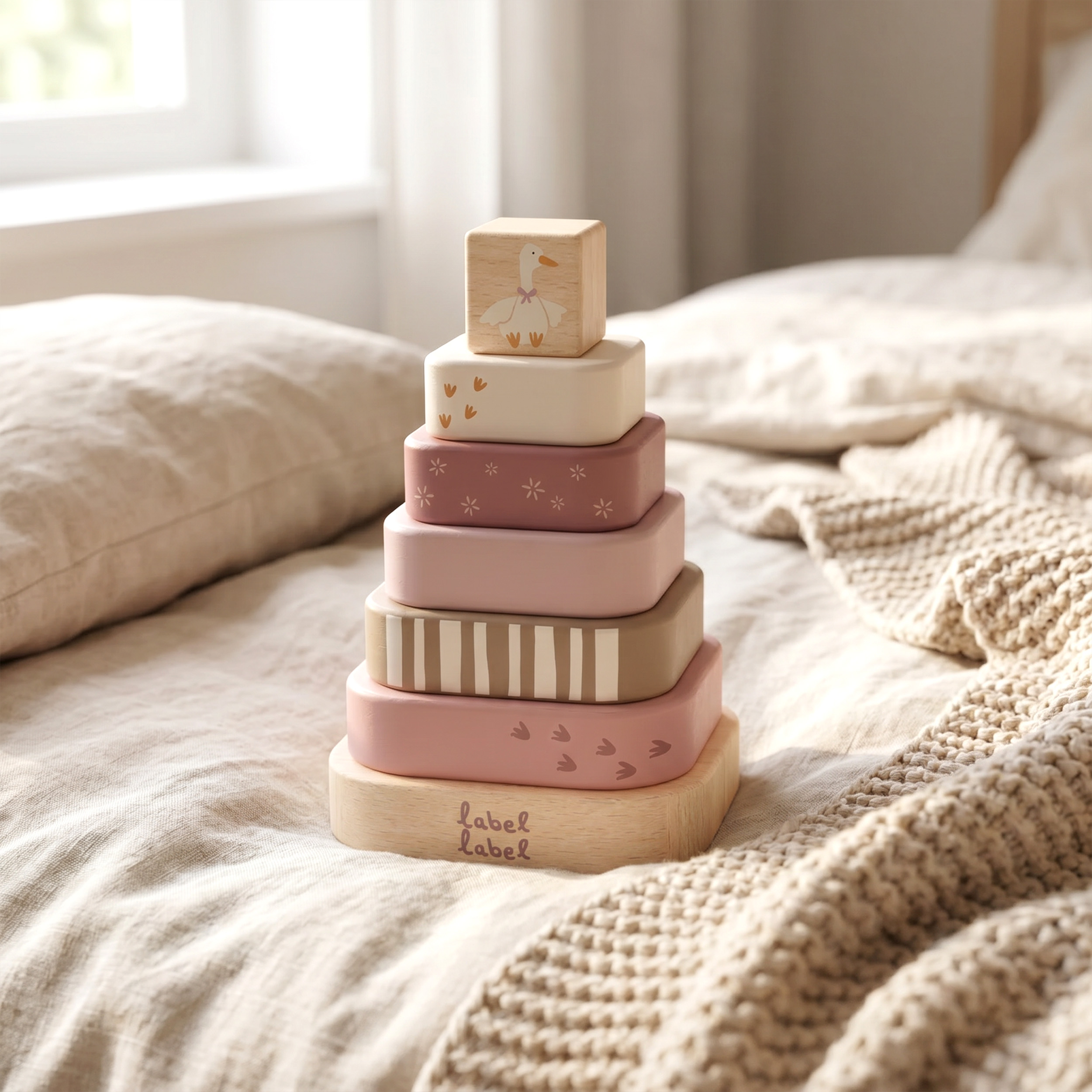 Square Stacking Tower - Pink